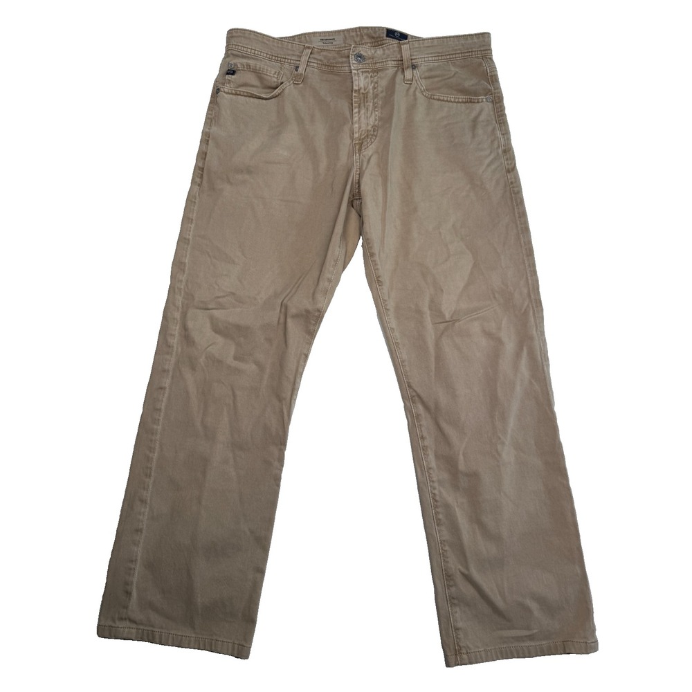 AG Adriano Goldschmied The Graduate Khaki Jeans Mens 34x27 Brown Tailored Leg